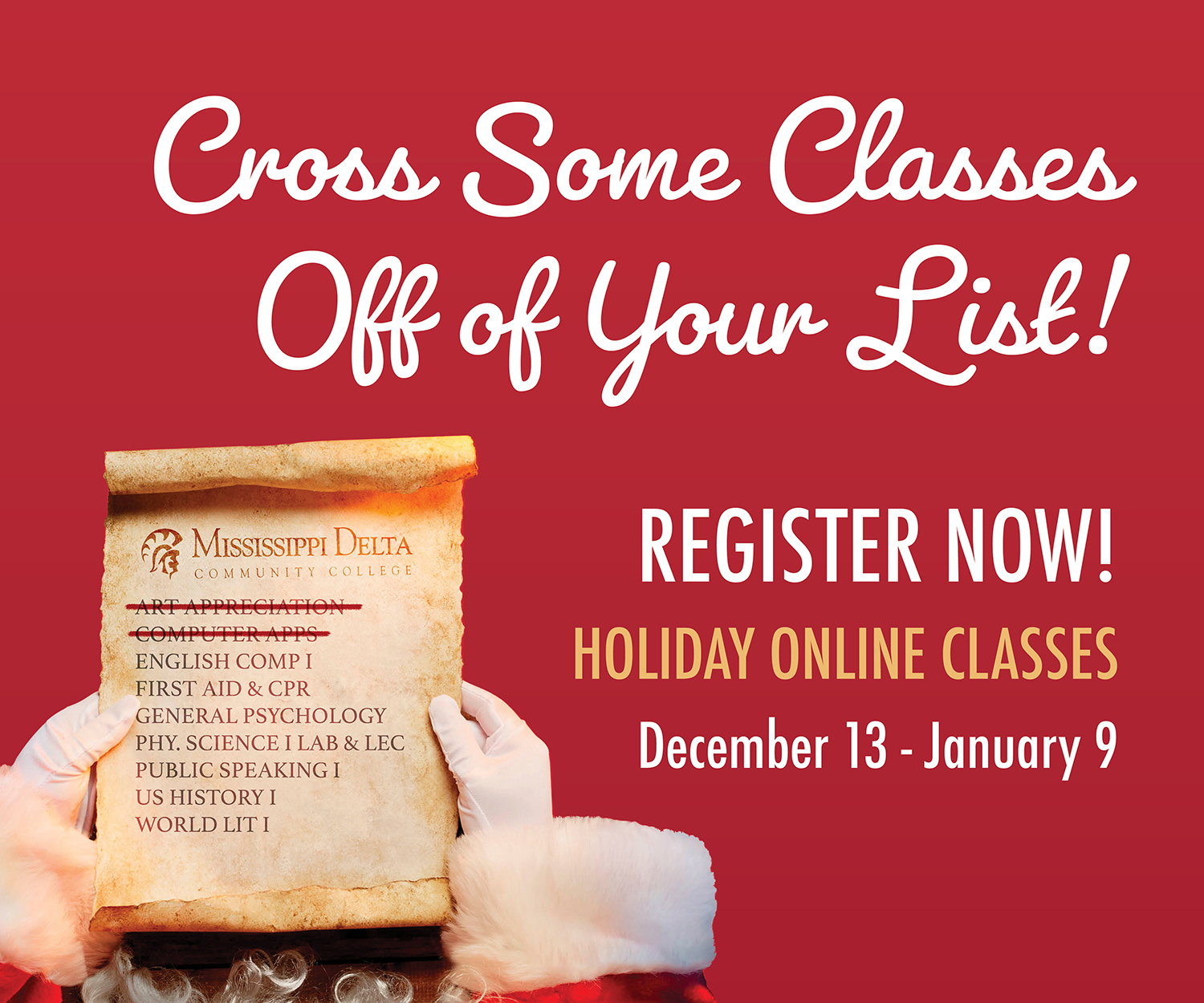 Register for online Holiday Interim courses